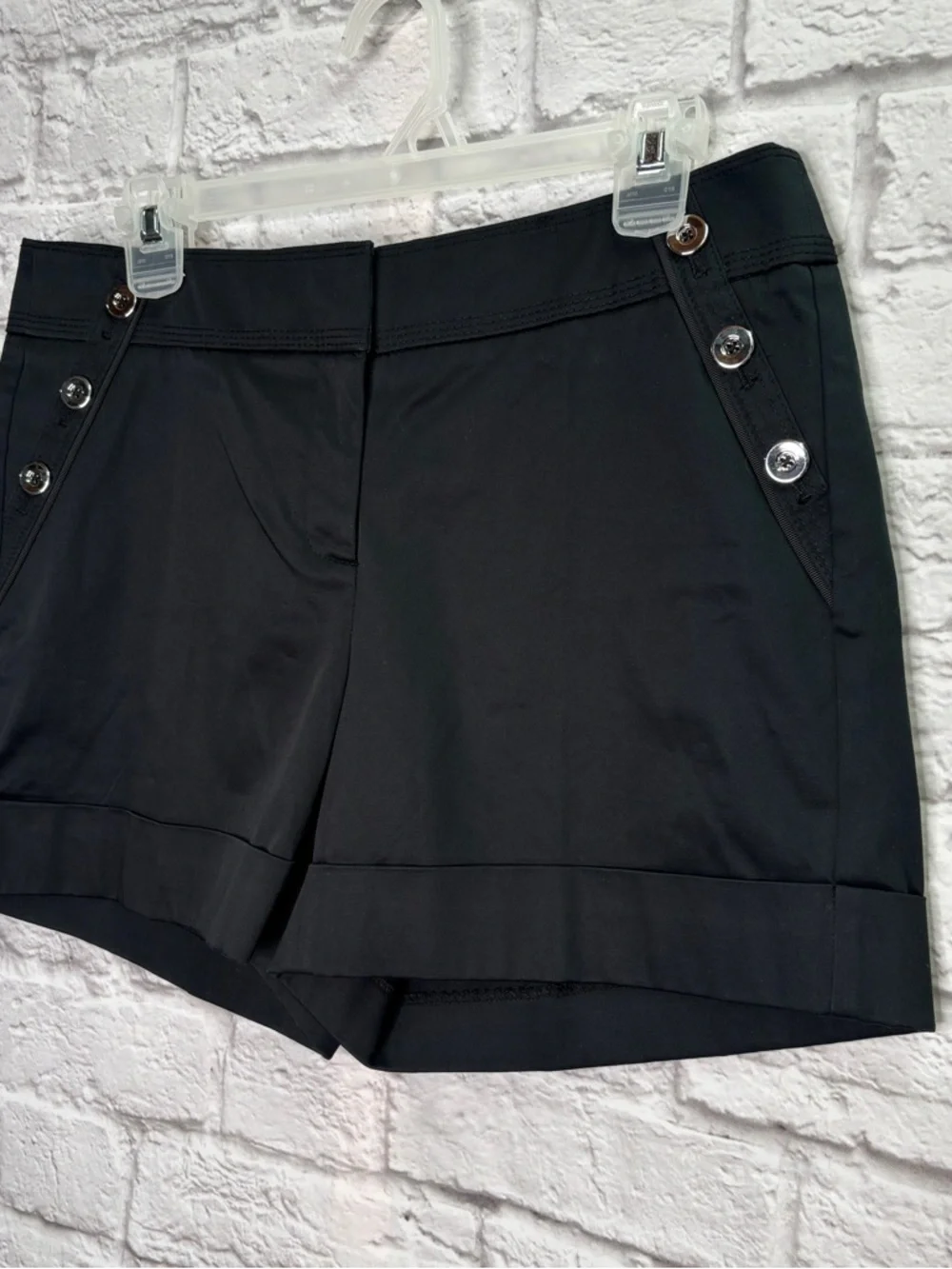 White House Black Market Womens 5” Shorts Size 6 Sailor Silver Buttons Black NWT - Picture 2 of 5